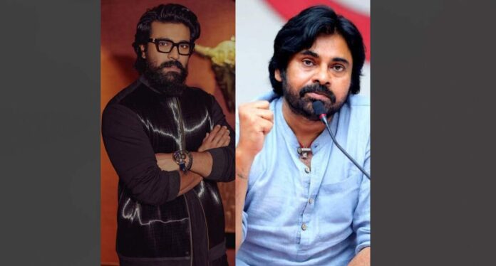 Ram Charan, Pawan Kalyan, Game Changer, Rajahmundry, Mega Star, Political Drama, Indian Cinema, Konidela Family, Movie Promotion, Cinematic Event, Shankar, Film Release, Star Power, Cinema and Politics, Grand Celebration, Hope these help,